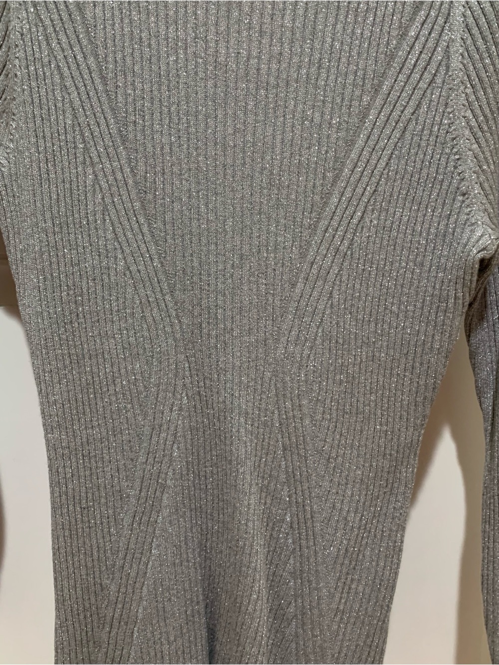 Lane Bryant Sparkle Silver Ribbed Long Sleeve BODYCON Top NWOT 2X - Picture 2 of 6